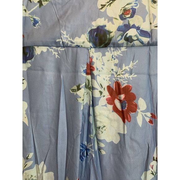 FloryDay Women’s Large Floral Print  Long Sleeve Button-Up Blue  Shirt - Picture 12 of 12